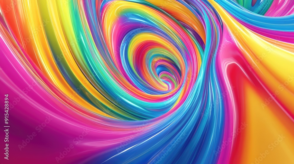 Poster vibrant 3d background with swirling rainbow colors and dynamic patterns, energetic and lively design