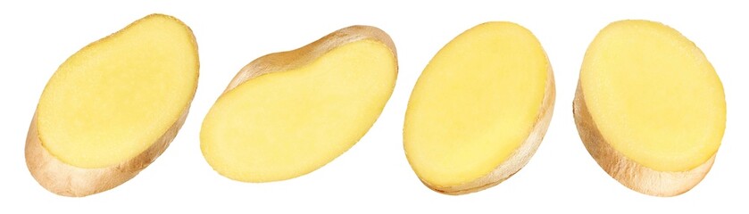 Slice of ginger root isolated on white background