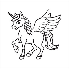 Obraz premium black and white unicorn with wings