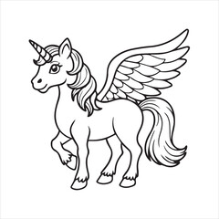 black and white unicorn with wings