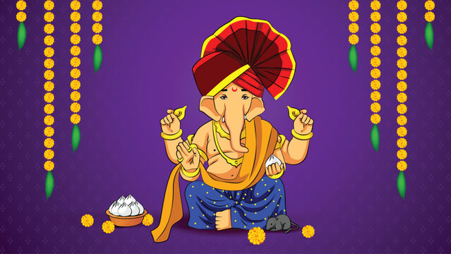 illustration of Lord Ganpati background/banner for Ganesh Chaturthi