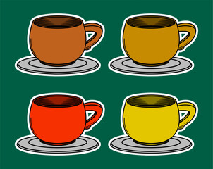 Coffee Cup Doodle Sticker Illustration