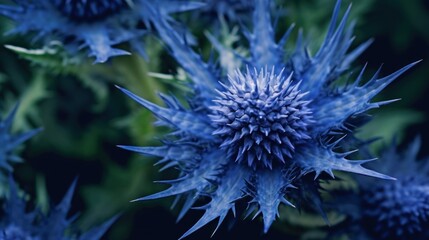 Blue Thistle Flower Closeup