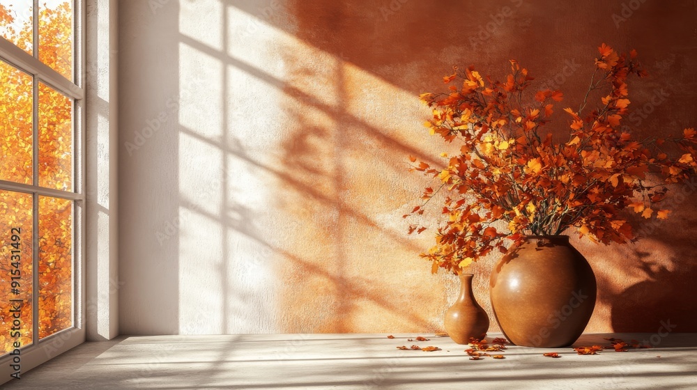 Aufkleber presented on an orange background with abstract window light