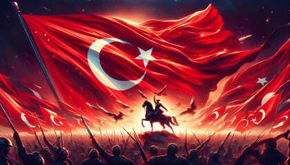 Illustration of Turkish flag background, 29 Ekim, Turkey