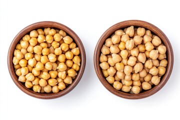 Two Wooden Bowls Filled with Cooked Chickpeas
