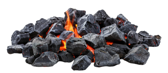Smoldering burning coals, cut out