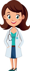 Smiling female doctor wearing lab coat standing with hands in pockets