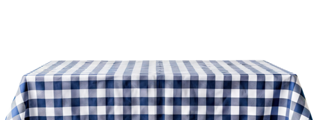 Elegant blue and white checkered tablecloth, cut out