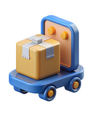 Customizable 3D flat icon for logistics automation with space for messages. Ideal for business designs. Doodle cartoon style.