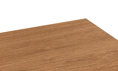 View of wood or wooden table top corner Isolated on white background
