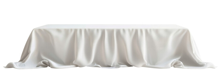 White tablecloth draped over a dining table, cut out