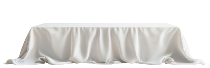 White tablecloth draped over a dining table, cut out