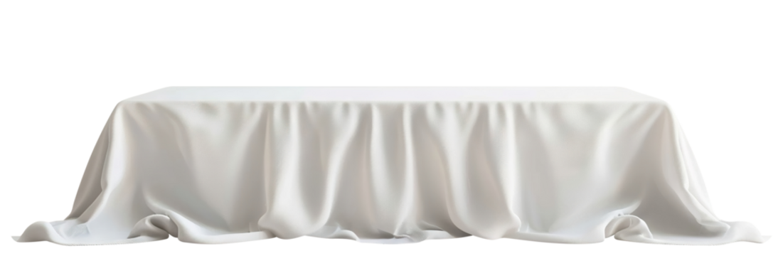 White tablecloth draped over a dining table, cut out