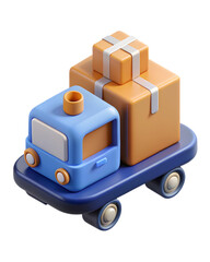 3D flat icon of automation logistics for project planning. Ideal for supply chain management. Doodle cartoon style.