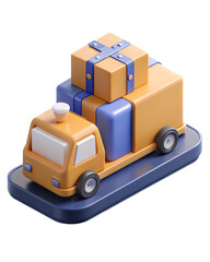 3D flat icon for automation logistics with copy space, ideal for project planning and supply chain management. Doodle line cartoon style.