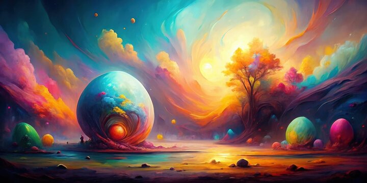Vibrant abstract painting depicting a mysterious and enduring enigma , mystery, enduring, vibrant, abstract, expressionism