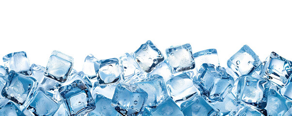 Ice cubes forming a layer of frosty chunks, cut out