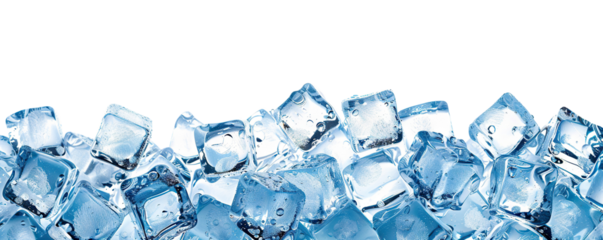 Ice cubes forming a layer of frosty chunks, cut out