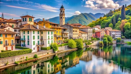 Picturesque riverside town in Lombardia, Italy , Vaprio d'Adda, Lombardia, Italia, charming, historic
