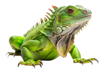 Green Iguana white background. AI GENERATED