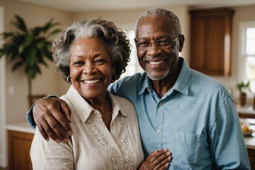 Portrait of Happy senior african american couple at home..