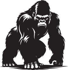 Angry Gorilla Silhouette isolated on white background Minimalist gorilla vector shape © Md Hasan