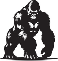 Angry Gorilla Silhouette isolated on white background Minimalist gorilla vector shape