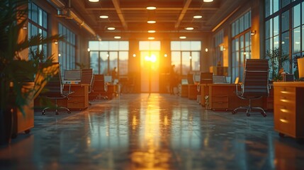 Modern Office with Sunset View