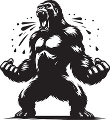 Angry Gorilla Silhouette isolated on white background Minimalist gorilla vector shape © Md Hasan