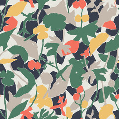 Vector flower botanical illustration seamless repeat pattern digital artwork