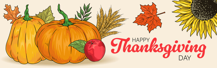 Happy Thanksgiving day banner colorful