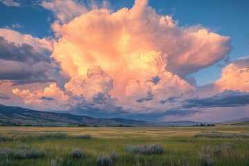Breathtaking skies over a field after a gentle summer rain shower