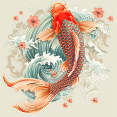 Obraz premium 3D Fancy Carp in white background vector image