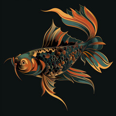 Fototapeta premium 3D Fancy Carp in white background vector image