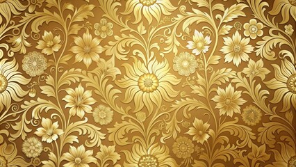 Gorgeous wallpaper featuring a pattern of gold-toned flowers, luxurious, elegant, wallpaper, floral, gold, design, decoration