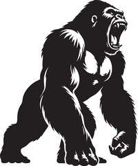 Angry Gorilla Silhouette isolated on white background Minimalist gorilla vector shape