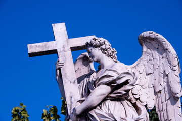 Angel with Cross Statue on Ponte Sant'Angelo in Rome, Italy