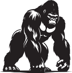 Angry Gorilla Silhouette isolated on white background Minimalist gorilla vector shape