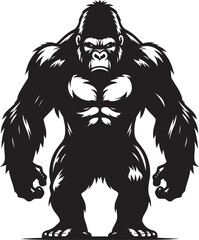 Angry Gorilla Silhouette isolated on white background Minimalist gorilla vector shape