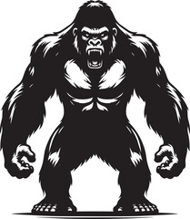 Angry Gorilla Silhouette isolated on white background Minimalist gorilla vector shape