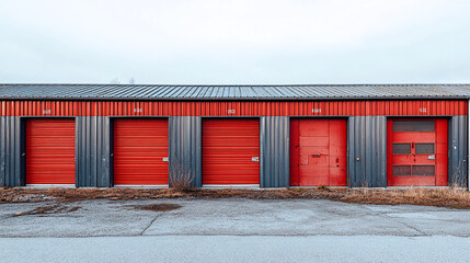 Fototapeta premium Modern Metal Self-Storage Units - Clean Industrial Design with Copy Space