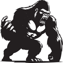 Angry Gorilla Silhouette isolated on white background Minimalist gorilla vector shape
