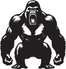 Angry Gorilla Silhouette isolated on white background Minimalist gorilla vector shape © Md Hasan