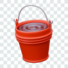 Red metallic bucket with water. Fire extinguishing element © ArtHub007