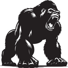 Angry Gorilla Silhouette isolated on white background Minimalist gorilla vector shape