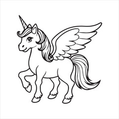 black and white unicorn with wings