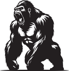 Angry Gorilla Silhouette isolated on white background Minimalist gorilla vector shape