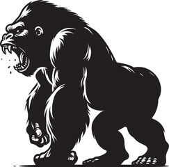 Angry Gorilla Silhouette isolated on white background Minimalist gorilla vector shape