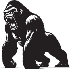 Angry Gorilla Silhouette isolated on white background Minimalist gorilla vector shape